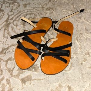 J Crew Black Ankle Strap Sandals